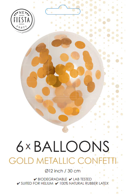 Confetti Ballonnen Goud 30cm 6st - Image 3