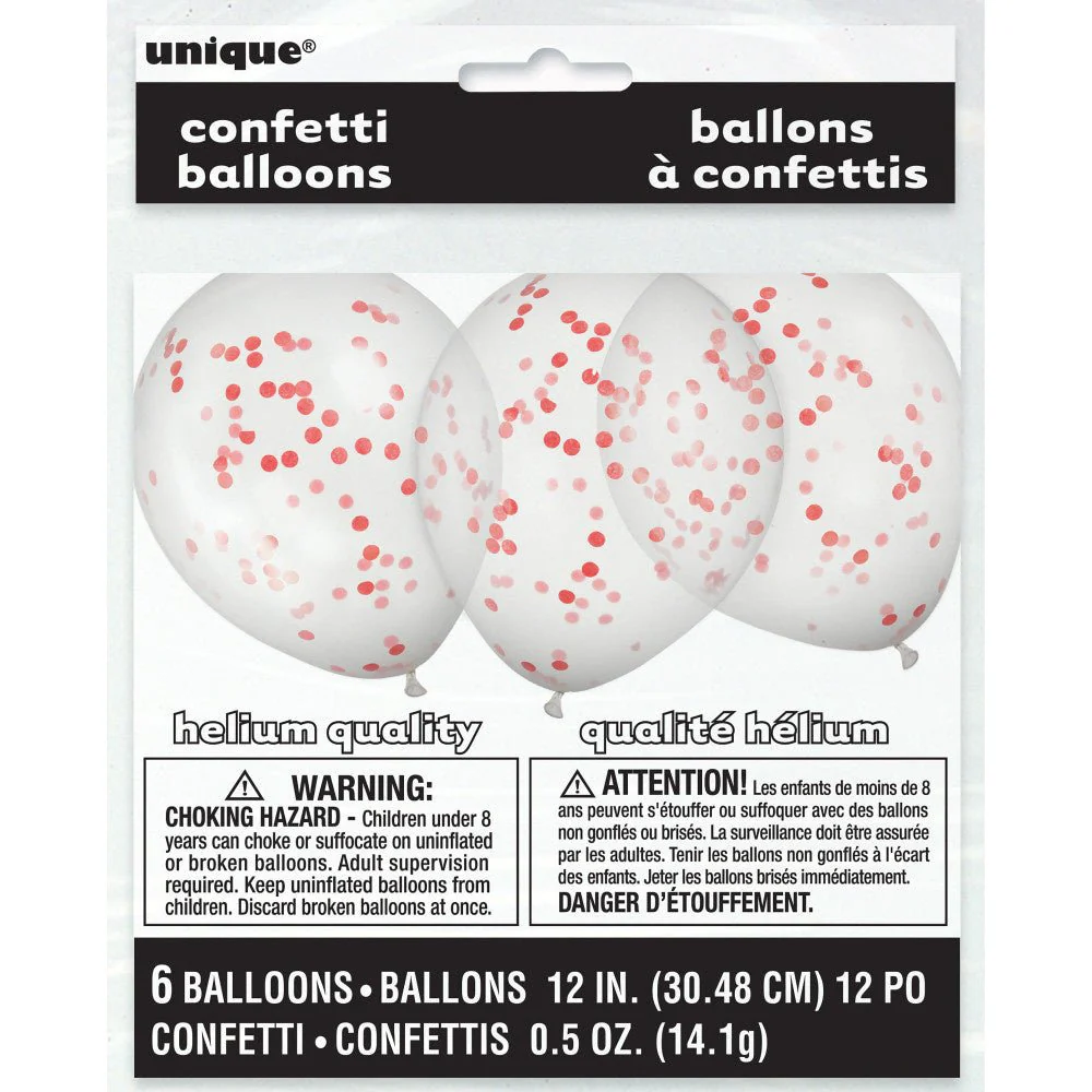 Confetti Ballonnen Rood 40cm 6st - Image 4
