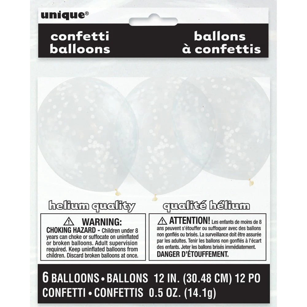 Confetti Ballonnen Wit 30,5cm 6st - Image 4