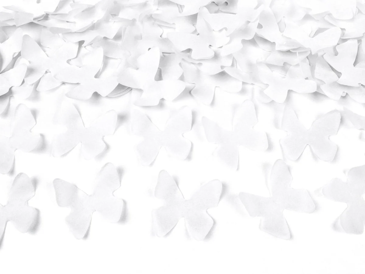 Confetti Kanon Vlinders Wit 40cm - Image 3
