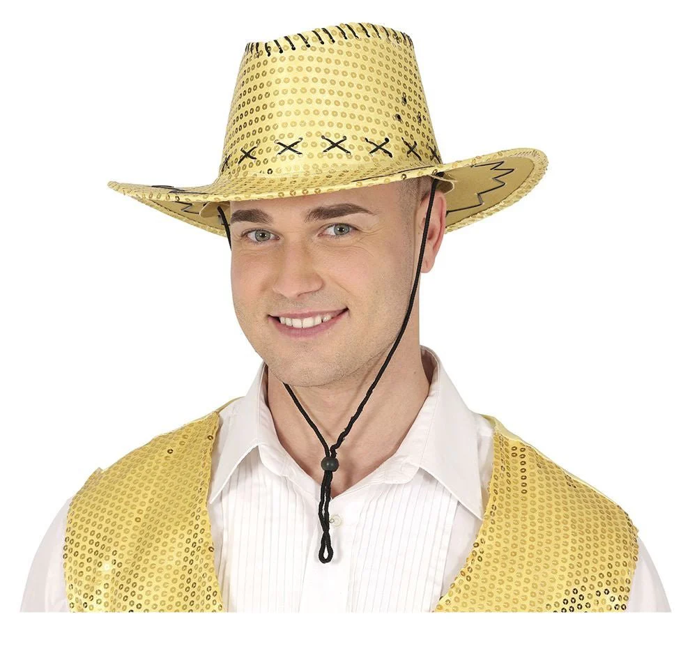 Cowboy Hoed Goud Pailletten - Image 3