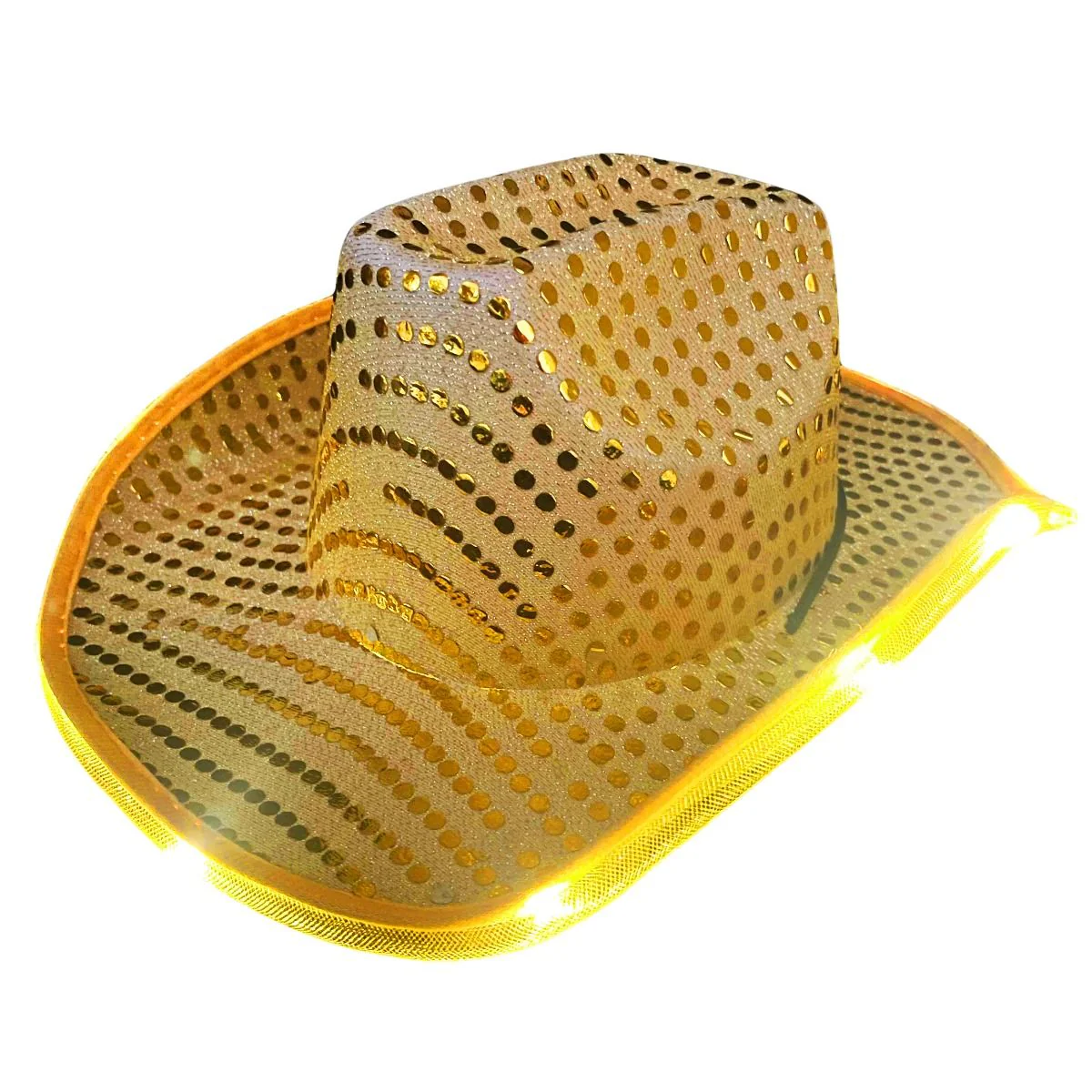 Cowboy Hoed Goud Pailletten Met Licht - Image 2