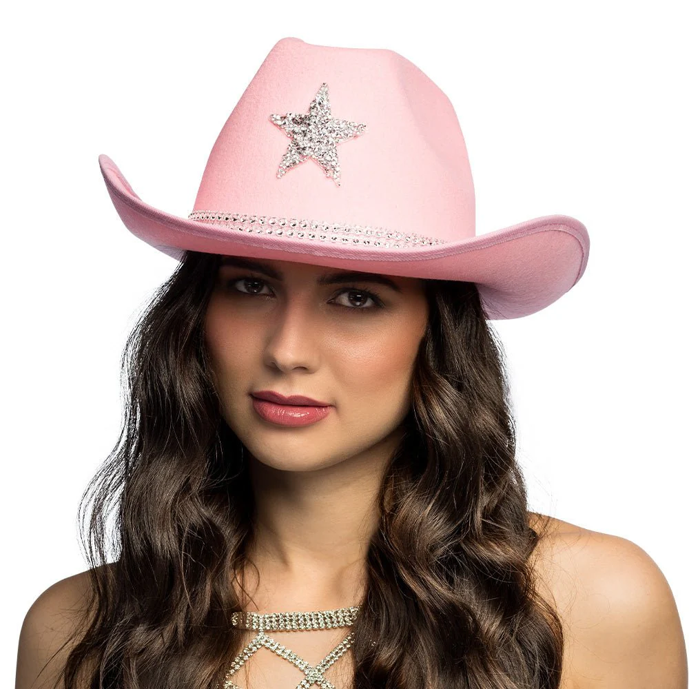 Cowboy Hoed Lichtroze Ster Glitters