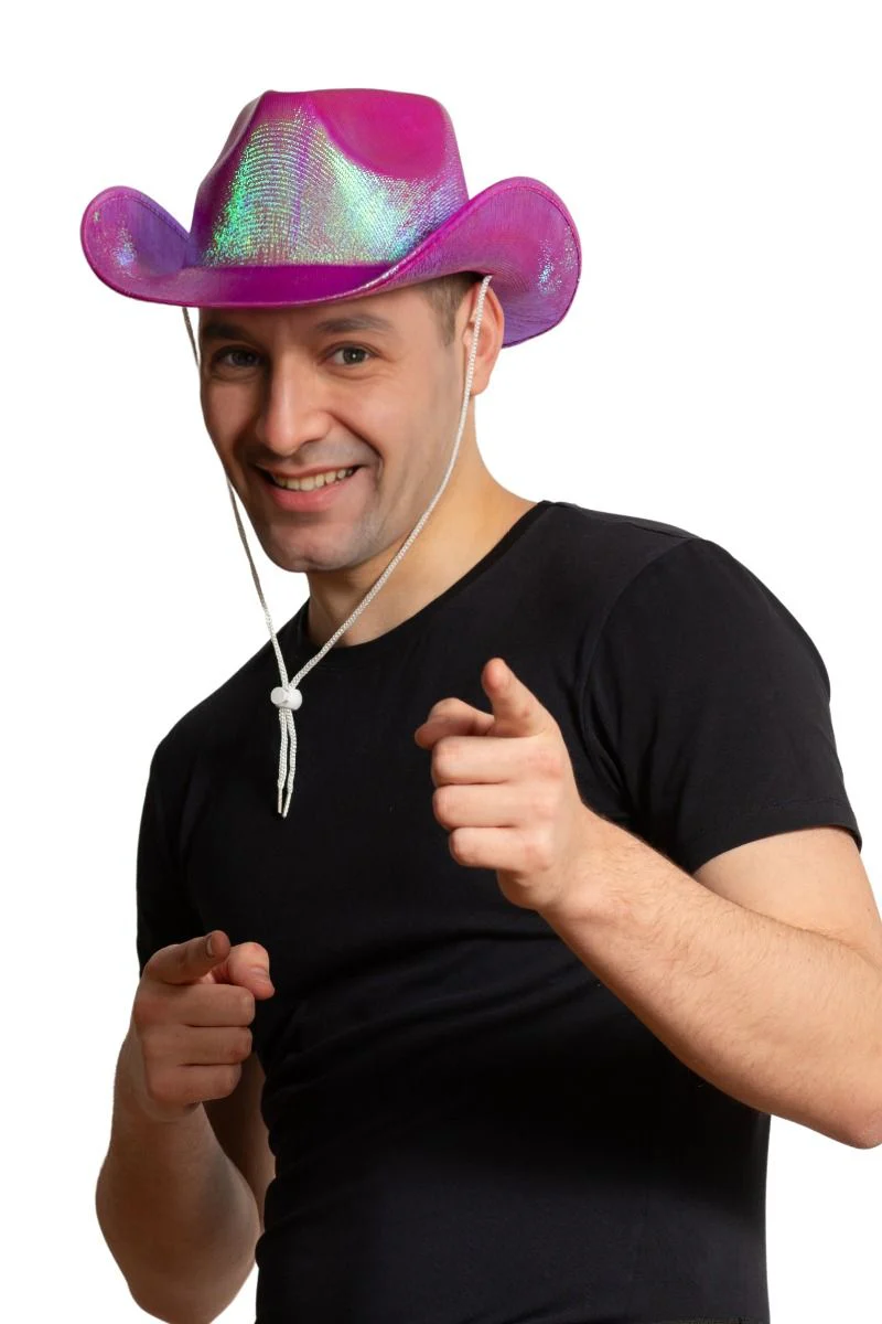 Cowboy Hoed Neon Roze Glans - Image 2