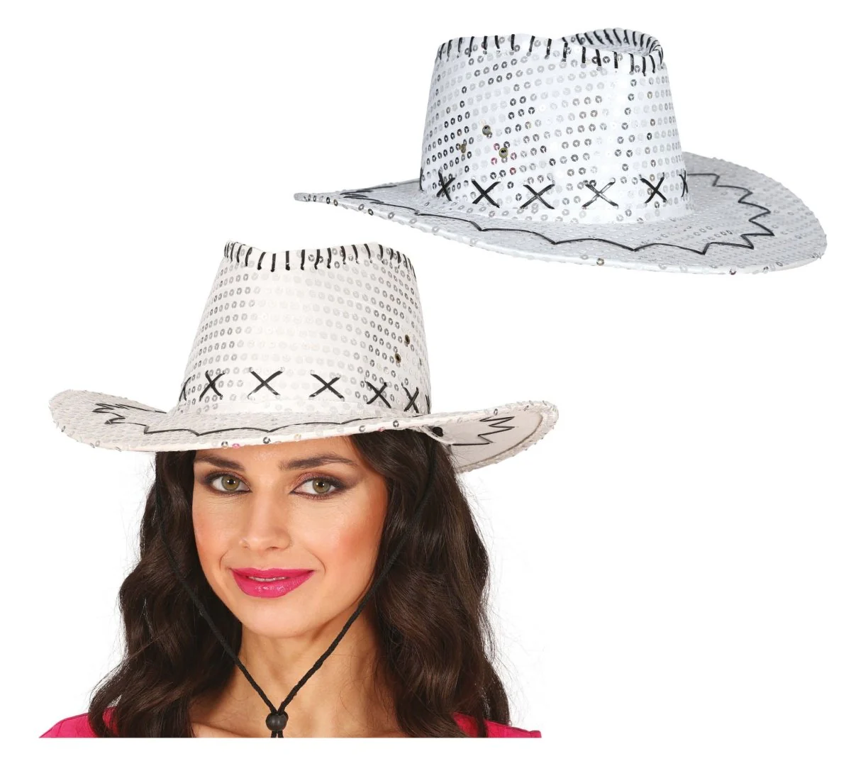 Cowboy Hoed Zilver Pailletten