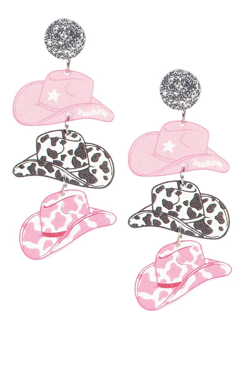 Cowboy Oorbellen Zwart Roze