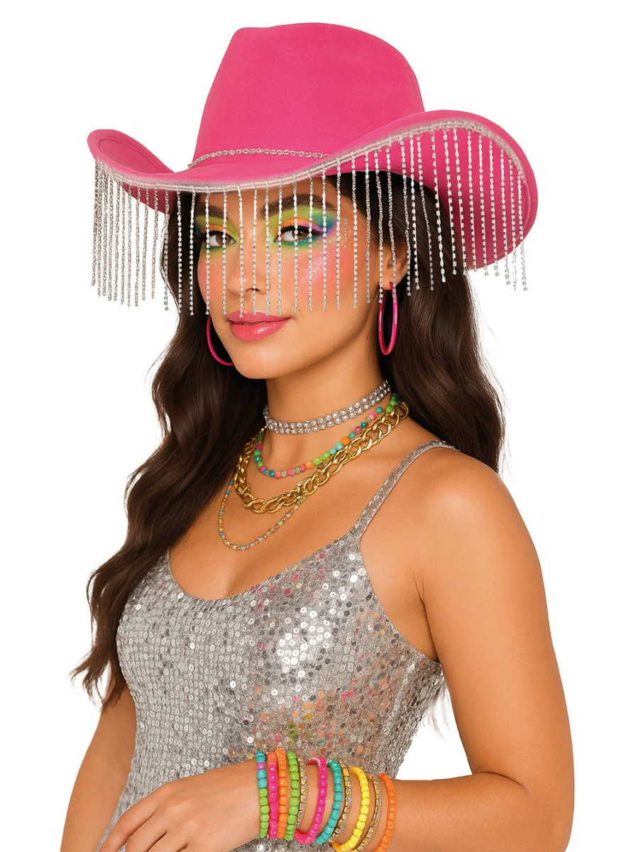 Cowgirl Hoed Fuchsia Met Franjes - Image 8