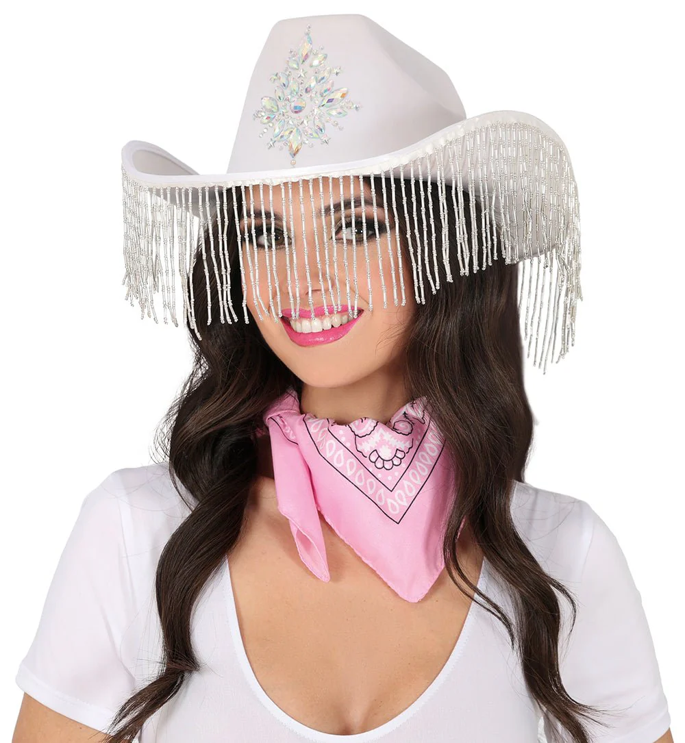Cowgirl Hoed Wit Met Franjes - Image 2