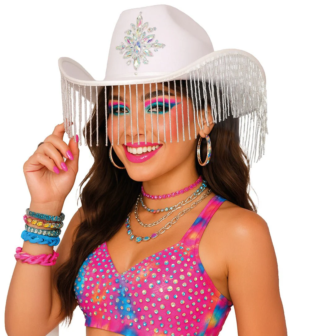 Cowgirl Hoed Wit Met Franjes - Image 8