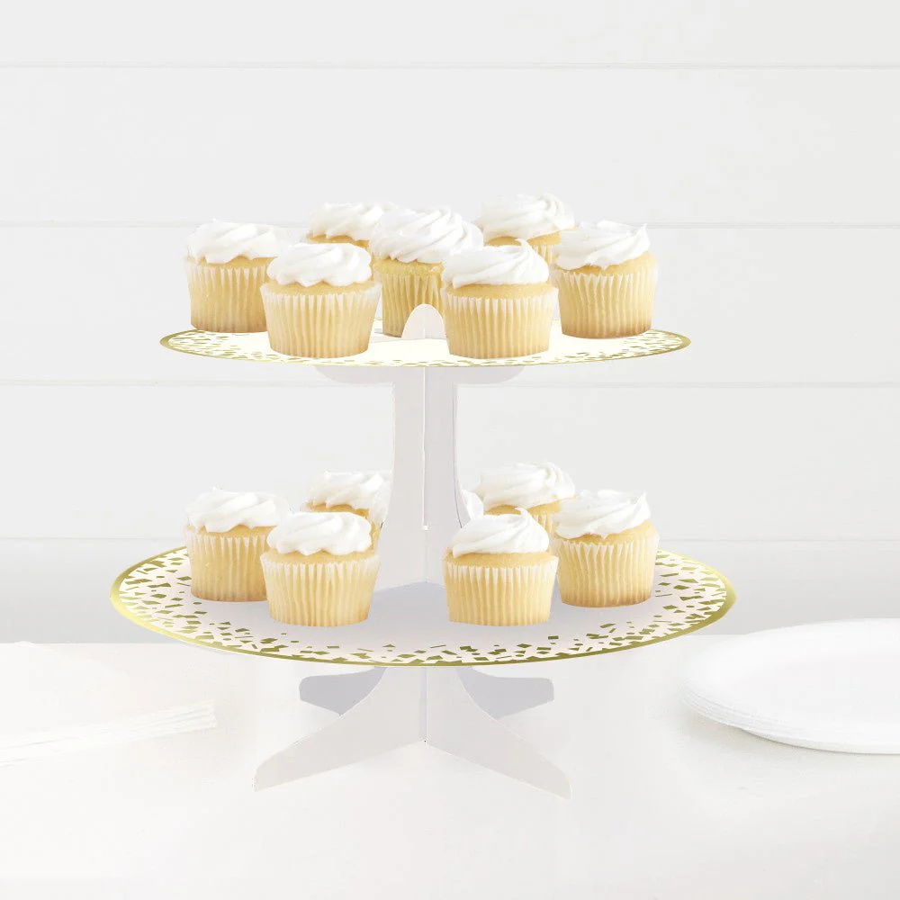 Cupcake Standaard Goud Karton 35cm - Image 3