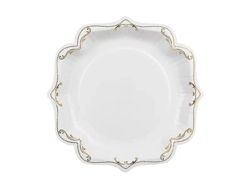 Decoratieve papieren borden met ornament, wit, 26 cm