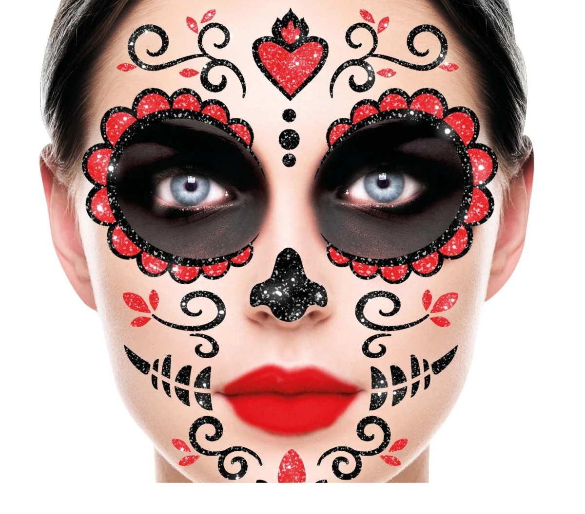 Dia De Los Muertos Gezicht Stickers Glitter 20cm - Image 2