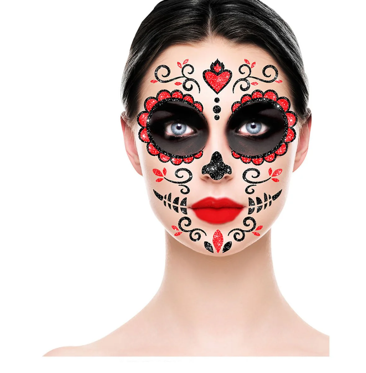 Dia De Los Muertos Gezicht Stickers Glitter 20cm - Image 3