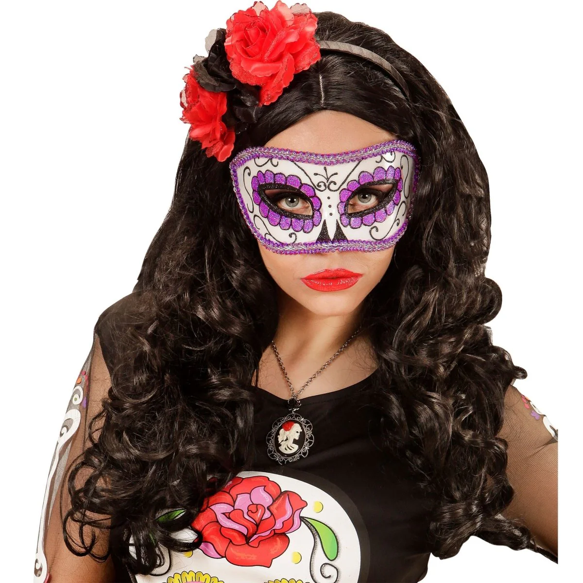 Dia De Los Muertos Oogmasker Paars - Image 4