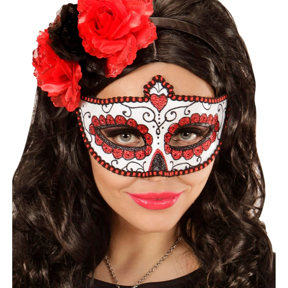 Dia De Los Muertos Oogmasker Rood - Image 3