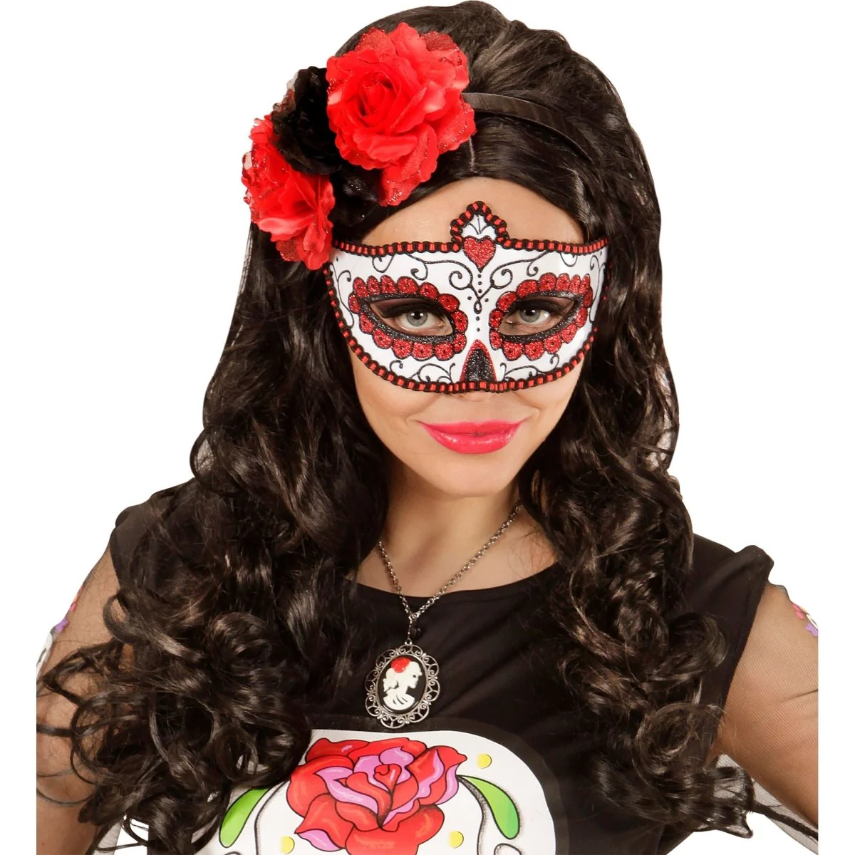 Dia De Los Muertos Oogmasker Rood - Image 4