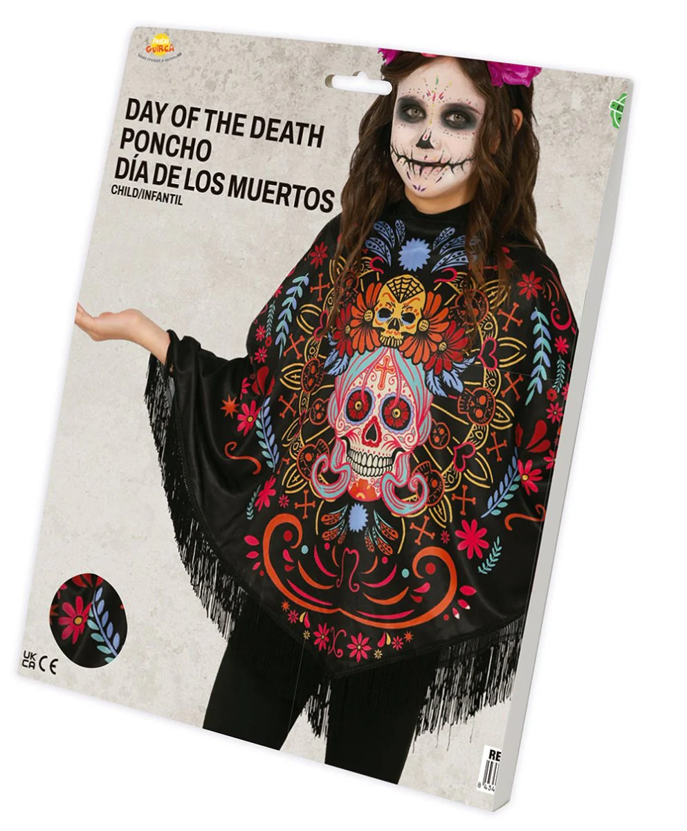 Dia De Los Muertos Poncho Meisje - Image 5