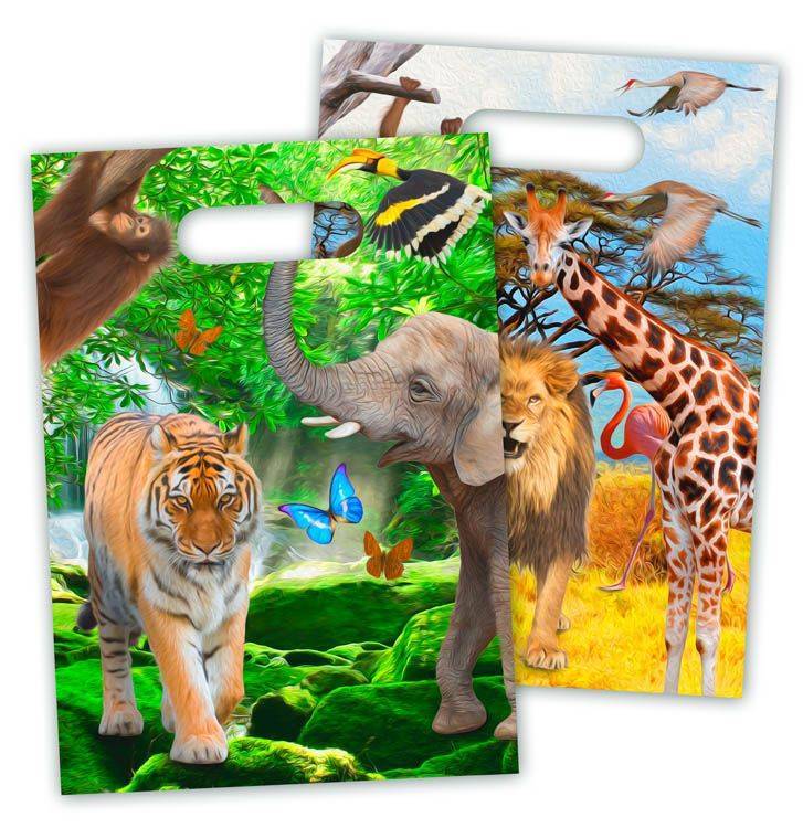 Dieren Uitdeelzakjes Safari 23cm 8st