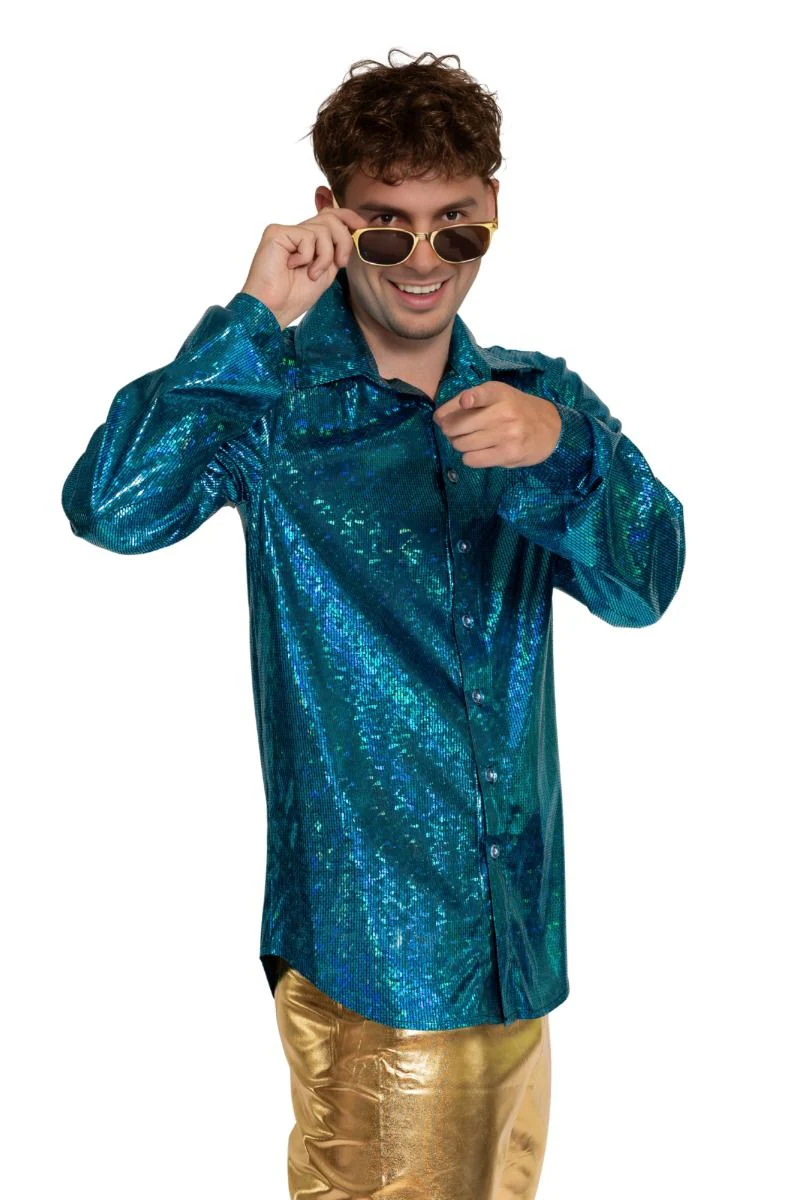 Disco 70S Blouse Blauw Glans - Image 2