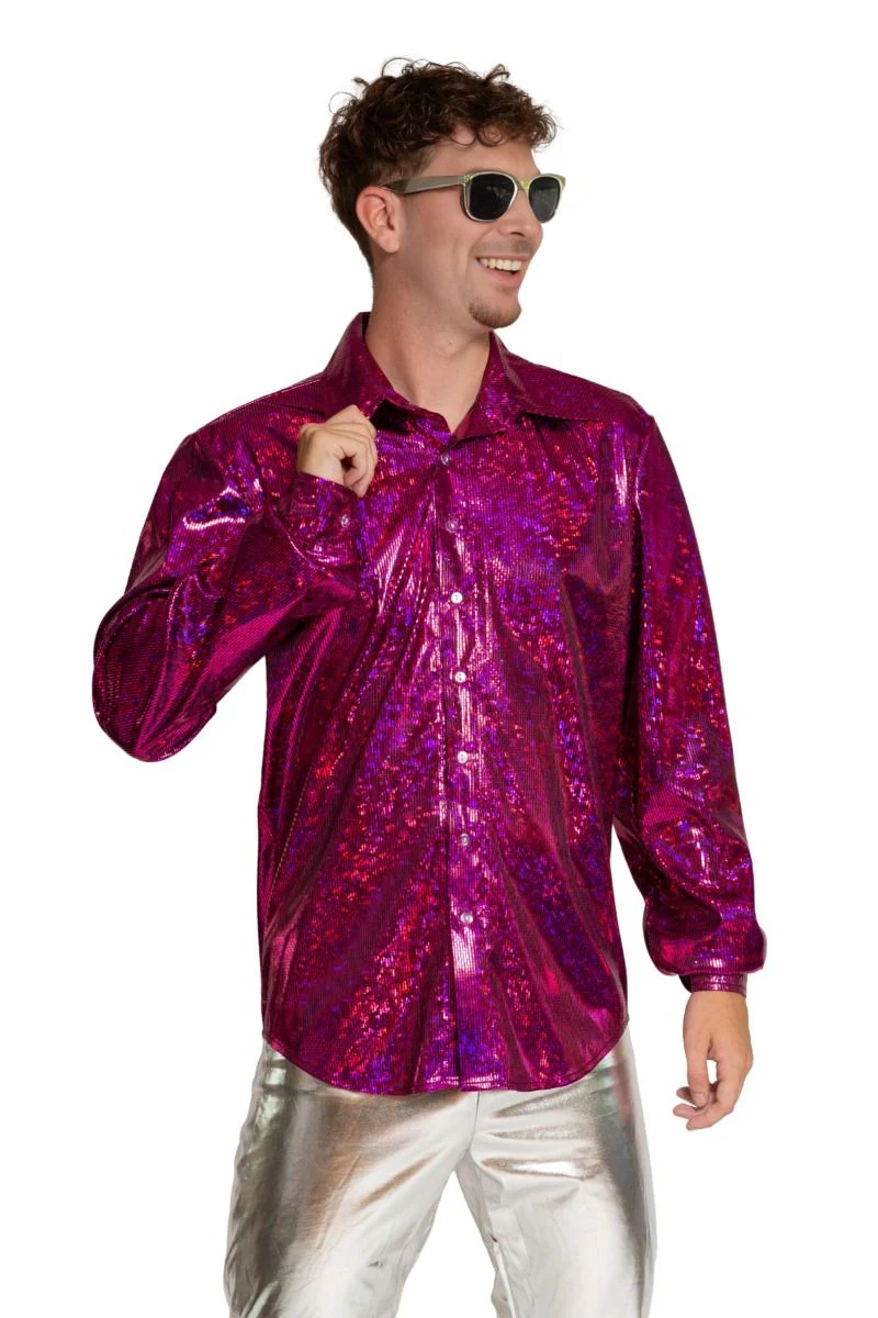 Disco 70S Blouse Fuchsia Glans - Image 3