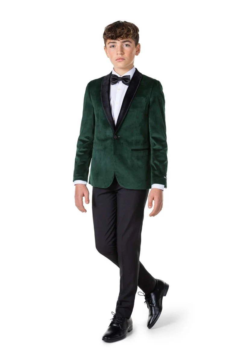 Donkergroen Velvet Blazer Jongen Tiener OppoSuits - Image 3