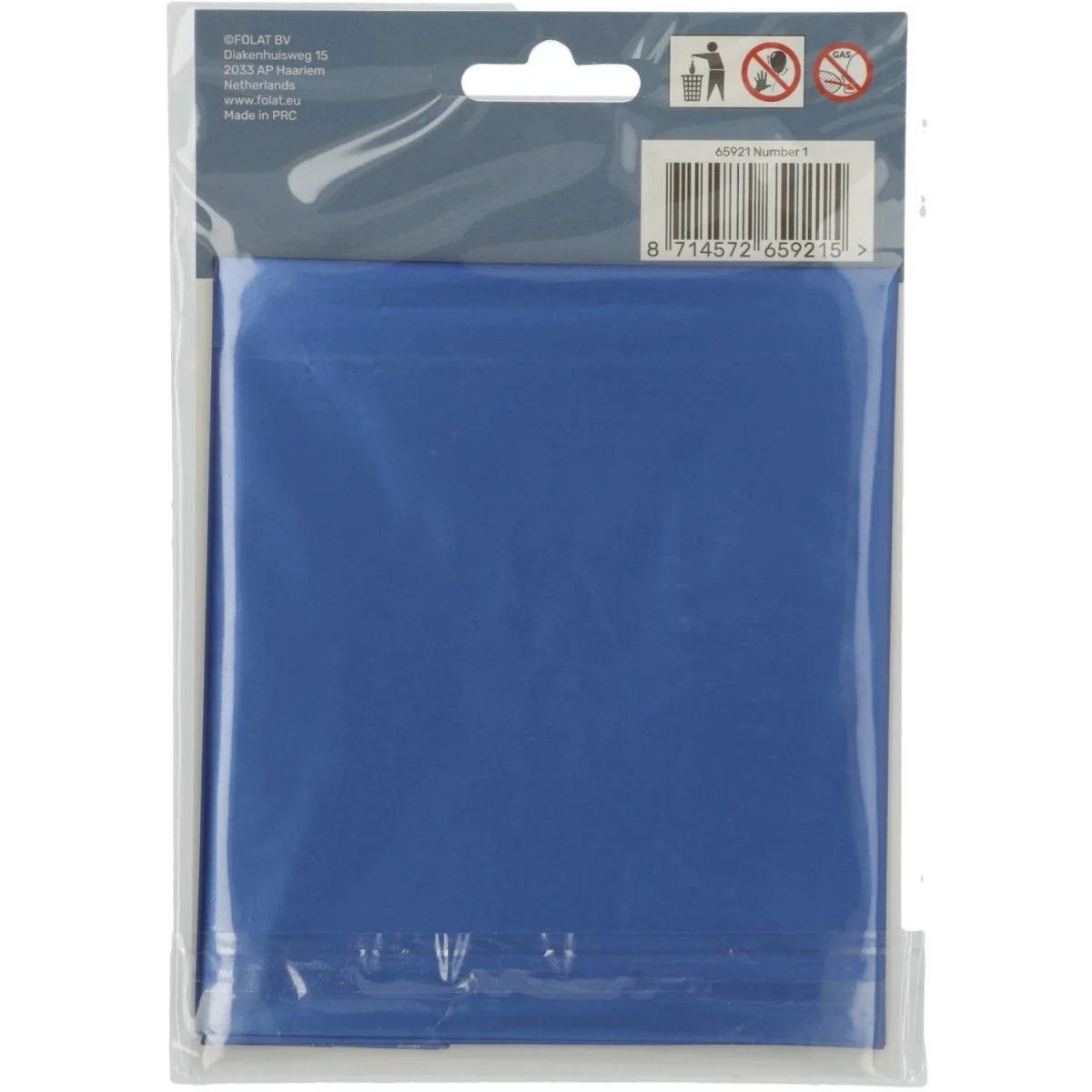 Folie Ballon Cijfer 1 Mat Blauw XL 86cm leeg - Image 4