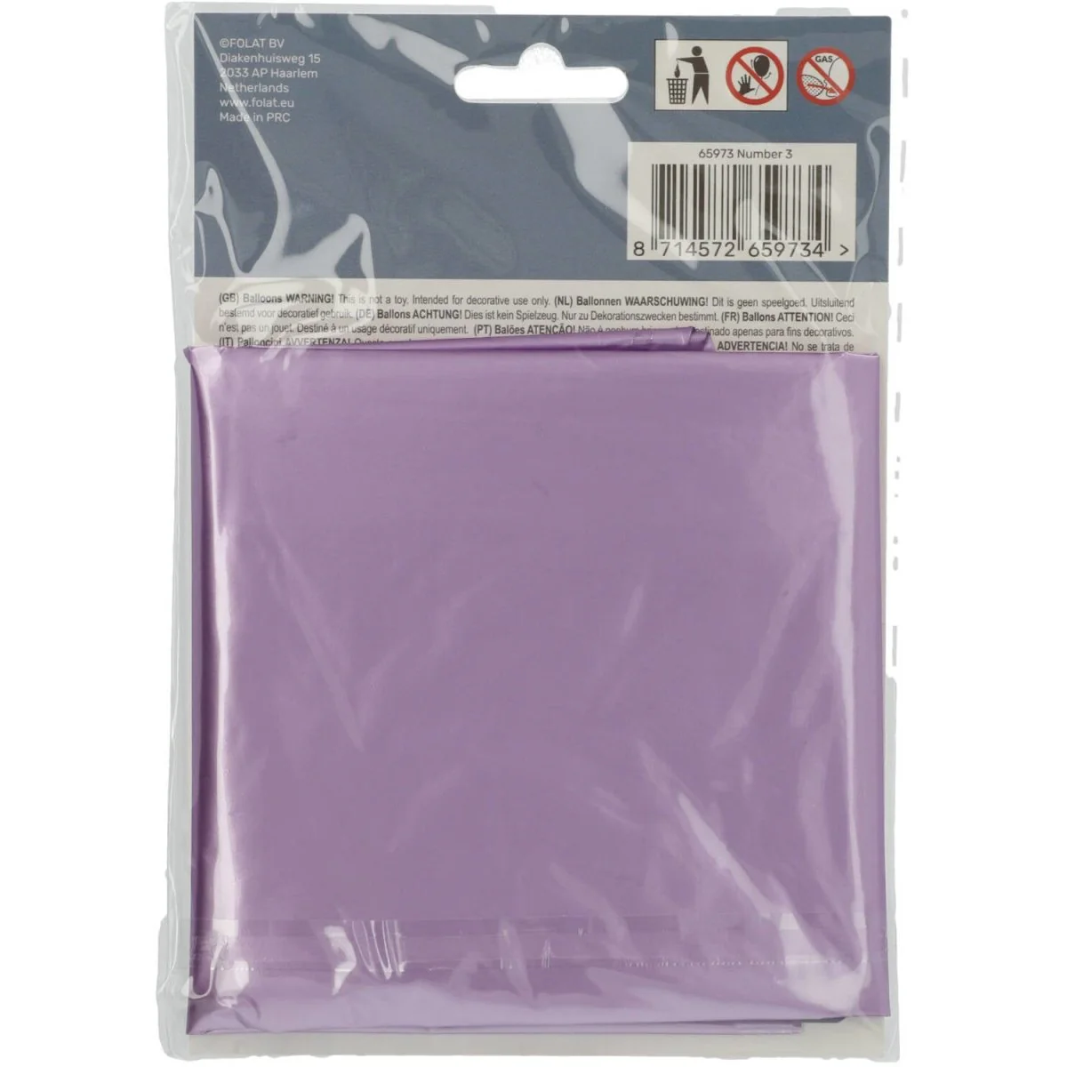 Folie Ballon Cijfer 3 Mat Paars XL 86cm leeg - Image 3