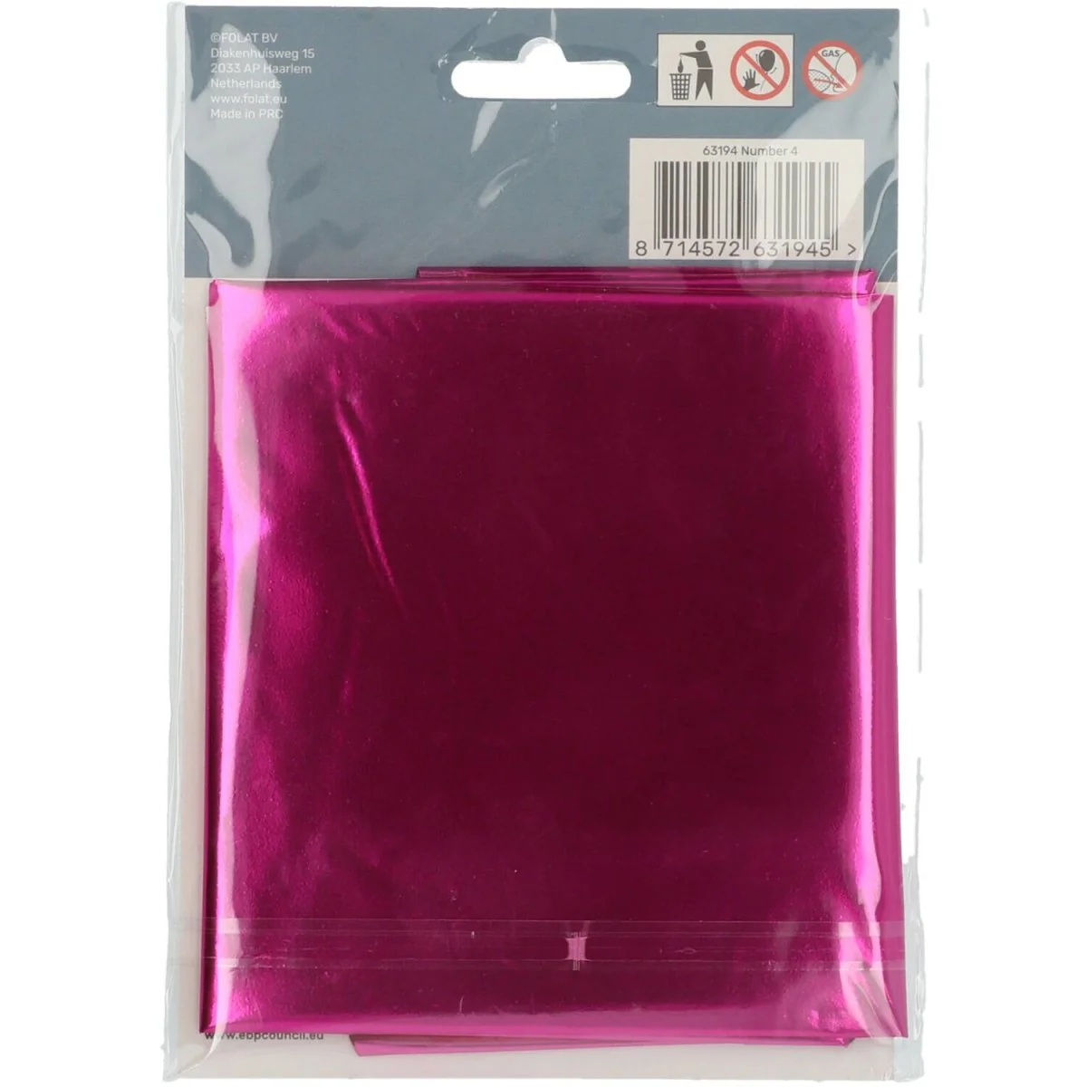 Folie Ballon Cijfer 4 Fuchsia Metallic XL 86cm leeg - Image 5