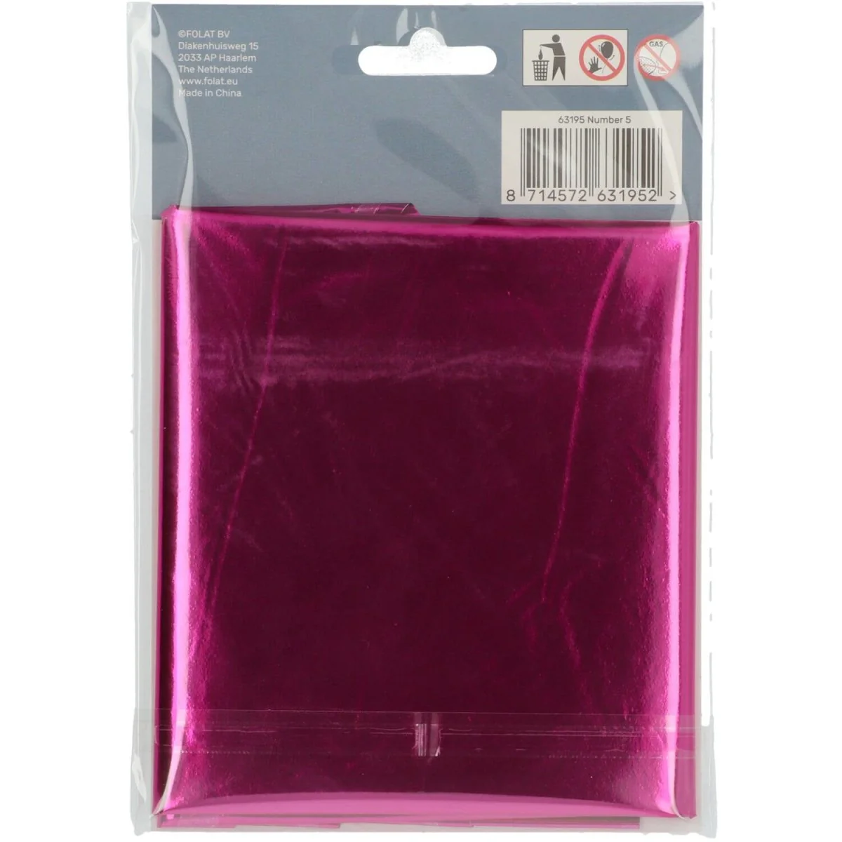 Folie Ballon Cijfer 5 Fuchsia Metallic XL 86cm leeg - Image 5