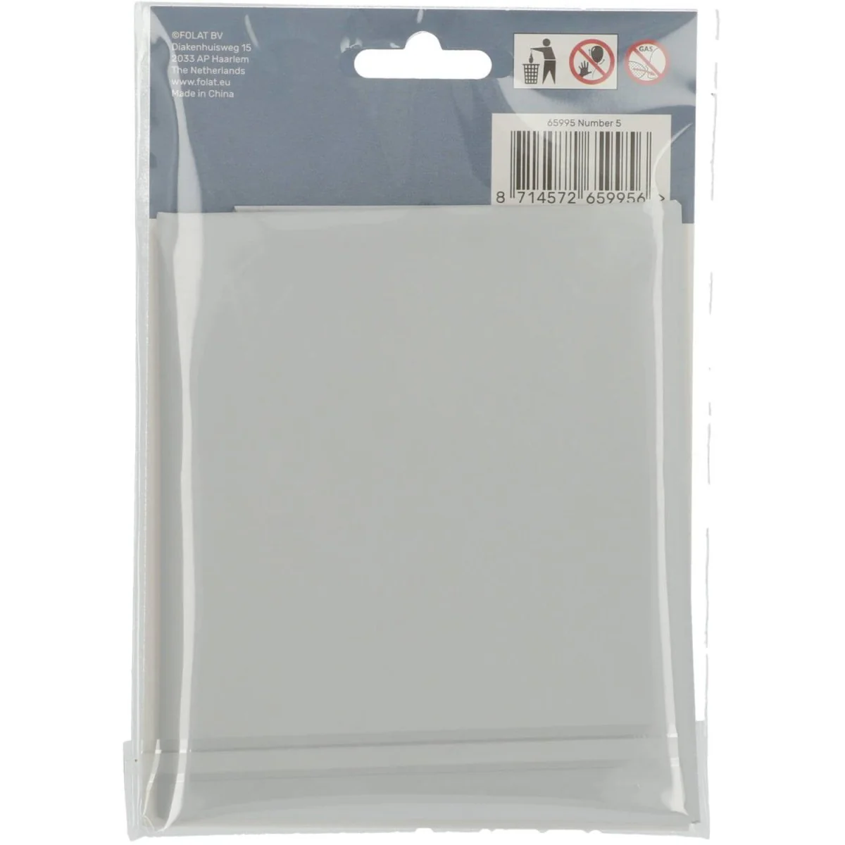 Folie Ballon Cijfer 5 Mat Wit XL 86cm leeg - Image 3