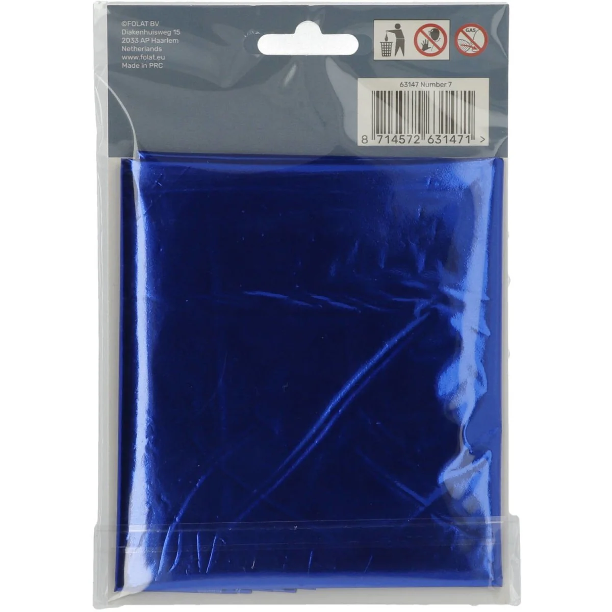 Folie Ballon Cijfer 7 Blauw Metallic XL 86cm leeg - Image 4