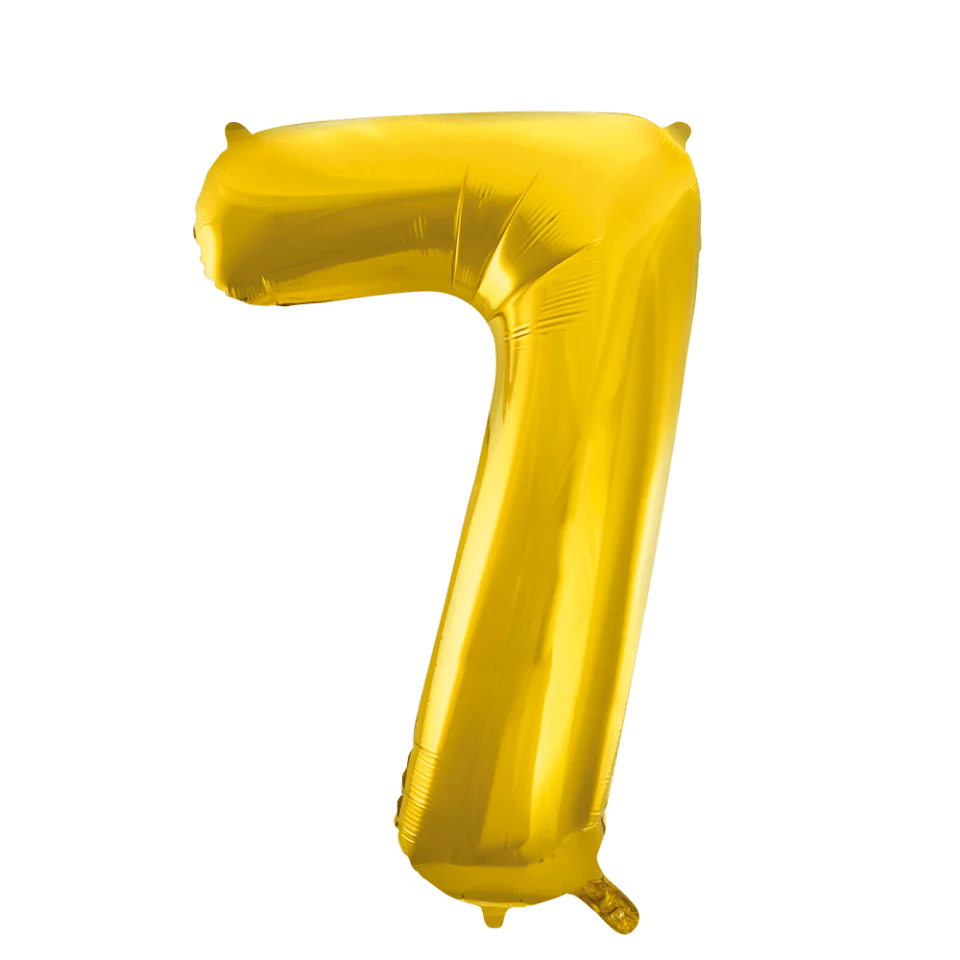 Folie Ballon Cijfer 7 Goud XL 86cm leeg