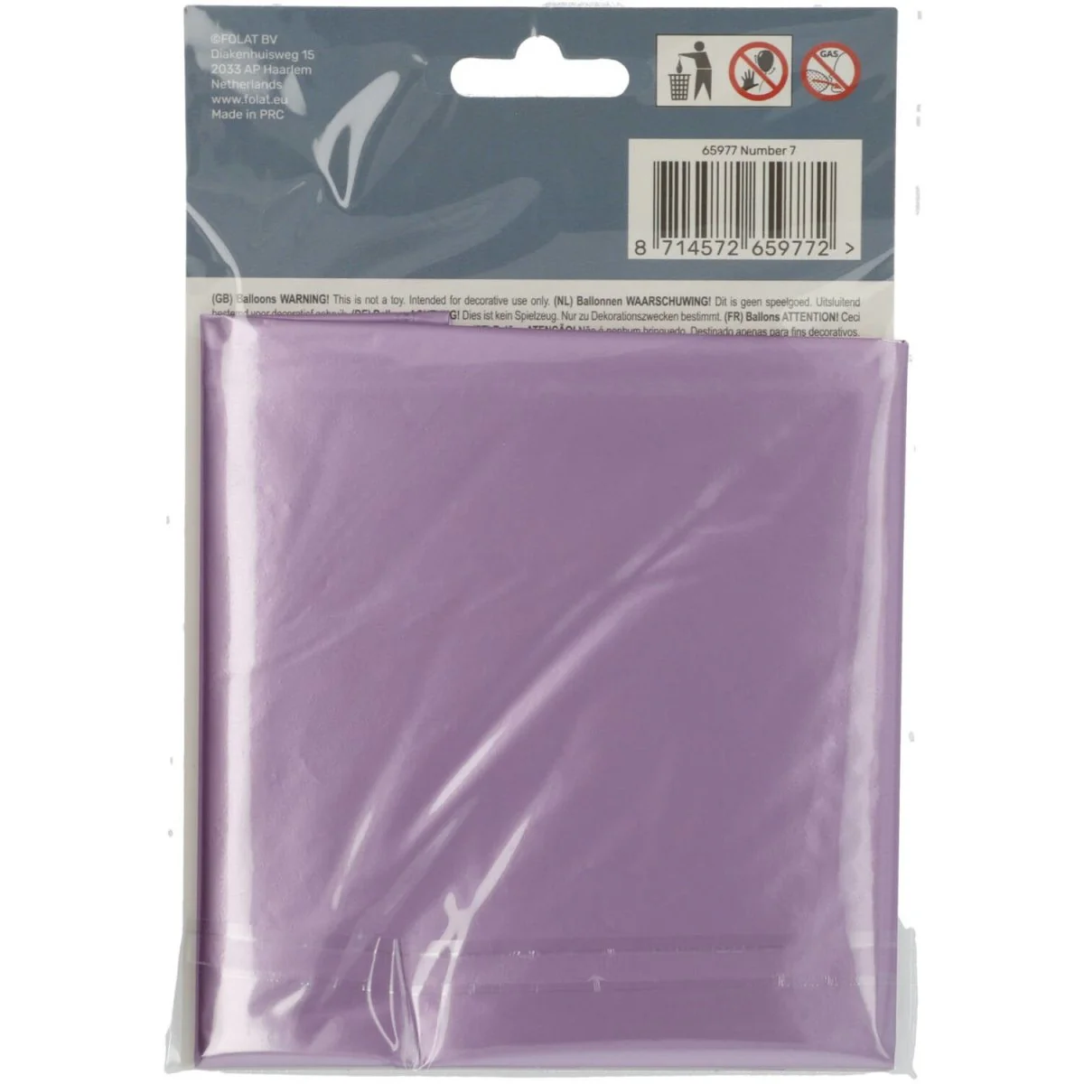 Folie Ballon Cijfer 7 Mat Paars XL 86cm leeg - Image 3