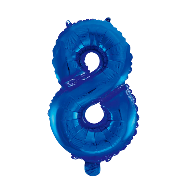 Folie Ballon Cijfer 8 Blauw XL 86cm leeg