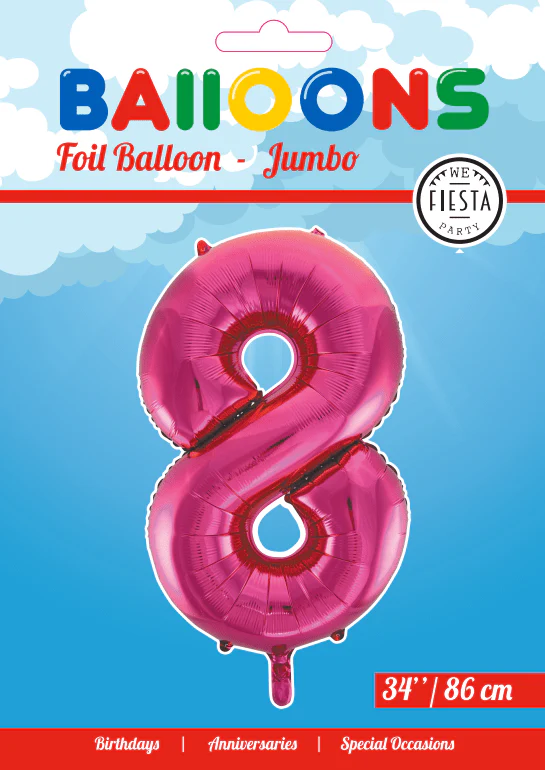 Folie Ballon Cijfer 8 Fuchsia XL 86cm leeg - Image 2