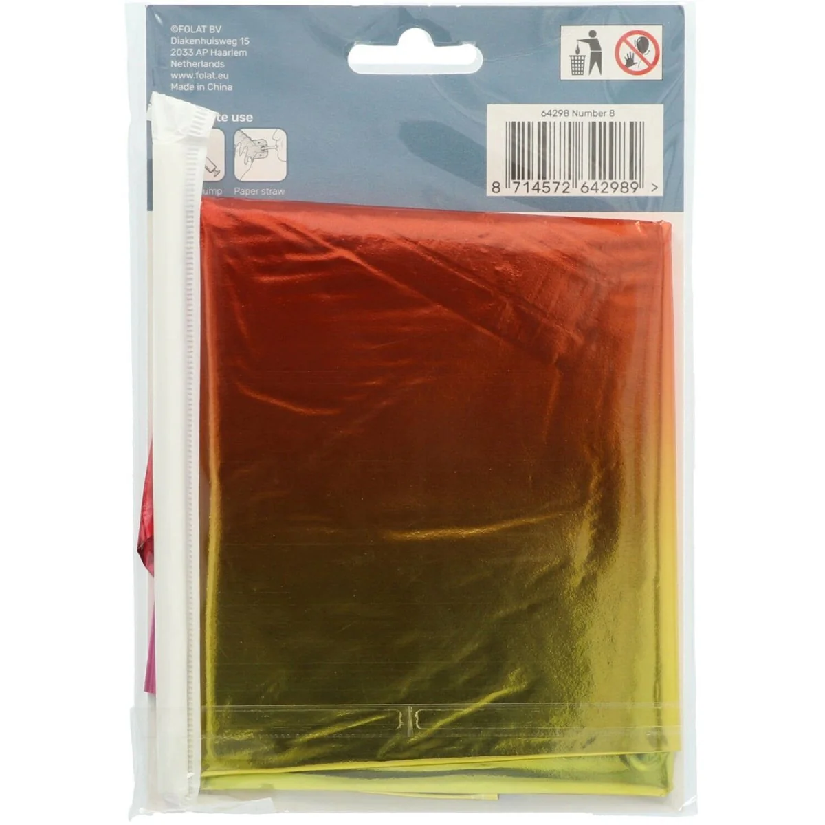 Folie Ballon Cijfer 8 Regenboog met standaard 72cm - Image 3