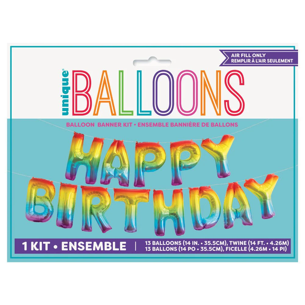 Folie Ballon Happy Birthday Regenboog Leeg 4,31m - Image 3