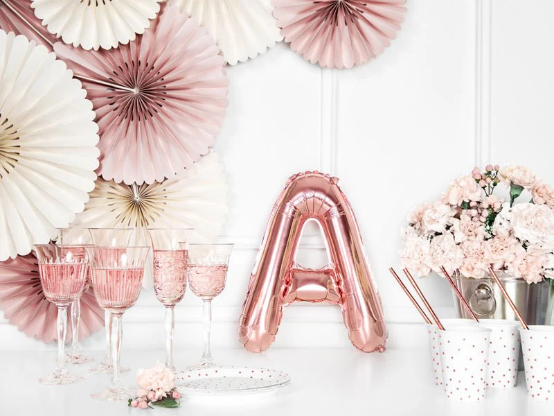 Folie Ballon Letter A Rose Goud Leeg 35cm - Image 3