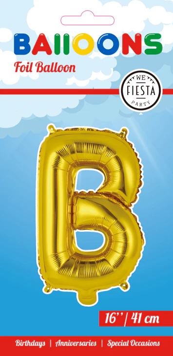 Folie Ballon Letter B Goud 41cm met Rietje - Image 2
