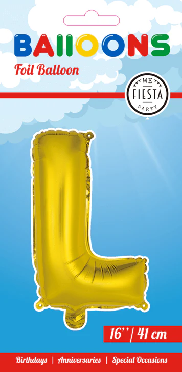 Folie Ballon Letter L Goud 41cm met Rietje - Image 2