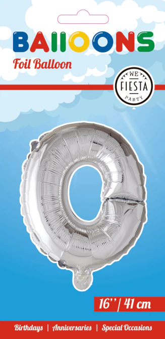 Folie Ballon Letter O Zilver 41cm met Rietje - Image 2