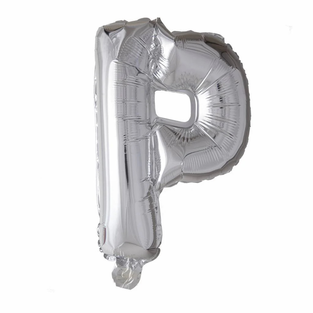 Folie Ballon Letter P Zilver XL 102cm leeg