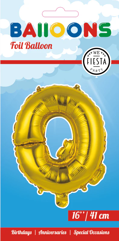 Folie Ballon Letter Q Goud 41cm met Rietje - Image 2