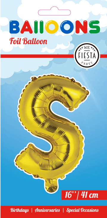 Folie Ballon Letter S Goud 41cm met Rietje - Image 2