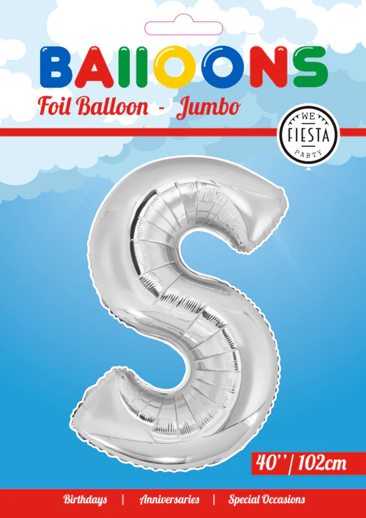 Folie Ballon Letter S Zilver XL 102cm leeg - Image 2
