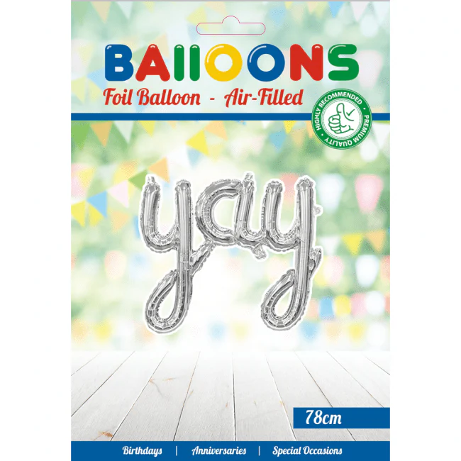 Folie Ballon Yay Zilver 1,19m leeg - Image 2