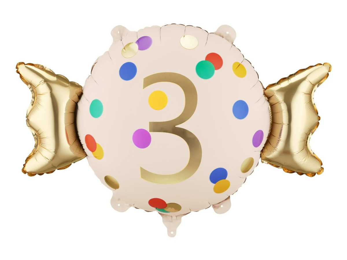 Folie Helium Ballon 3 Jaar Snoep 61cm Leeg