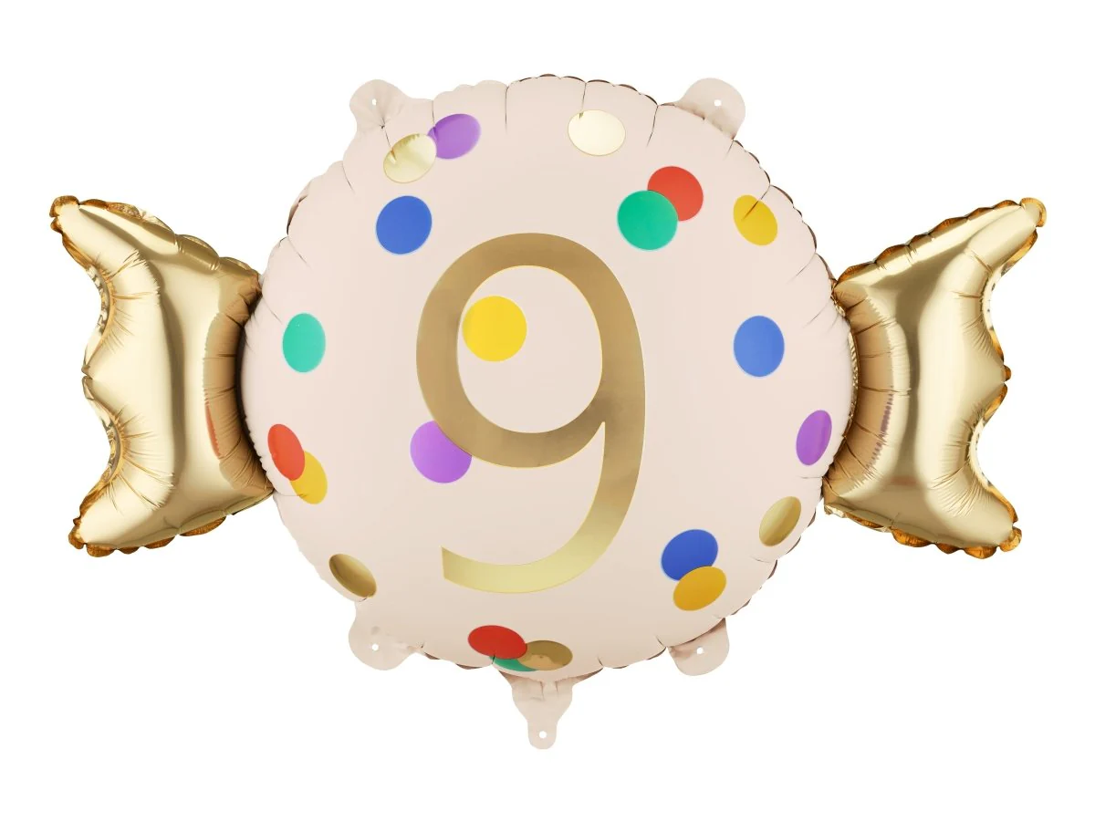 Folie Helium Ballon 9 Jaar Snoep 61cm Leeg