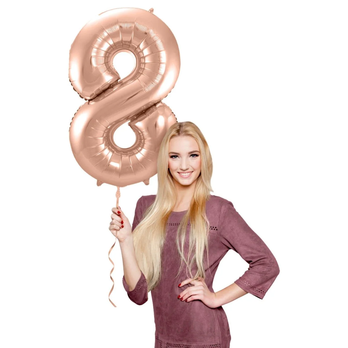Folieballon Cijfer 8 - Rosé Goud - 86 cm - Image 2