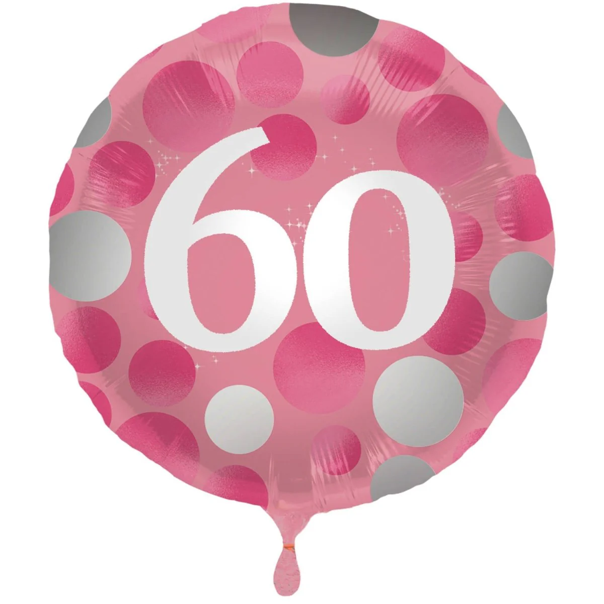 Folieballon Glossy Pink 60 Jaar - 45cm